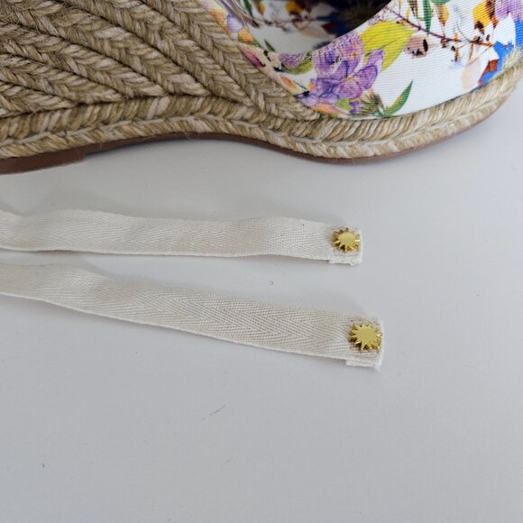 Stuart Weitzman Marguerita Floral Espadrille Wedge Sandals- Size 7 - Picture 13 of 16